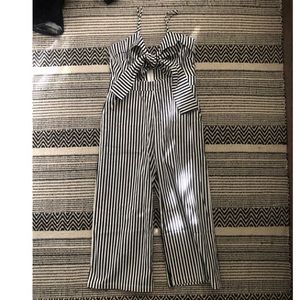 Black white stripes jumpsuit